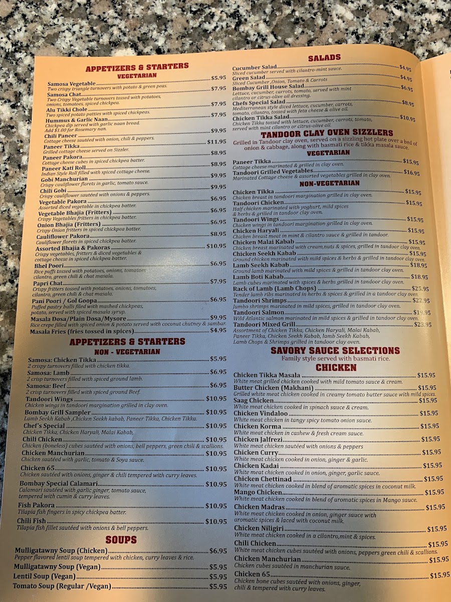 Menu - Bombay Grill photo 2